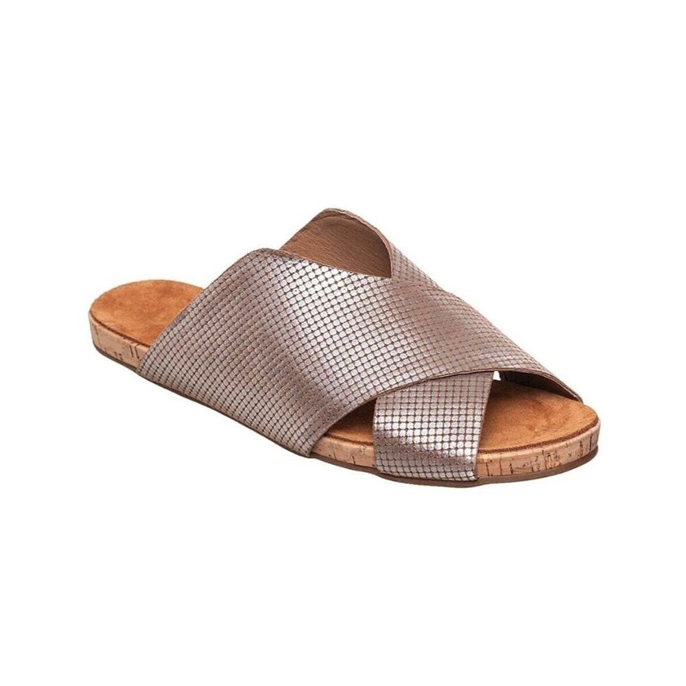 Antelope Silver Mesh Leather Sandals Slide Women Size 36 (US 5.5-6) NEW NIB